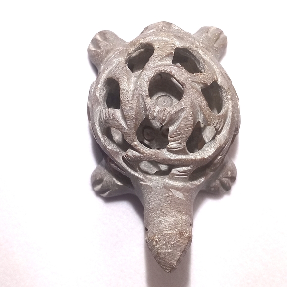 Dainty Hand Carved Turtle within a Turtle Stone Figurine / Sculpture - Picture 7 of 10